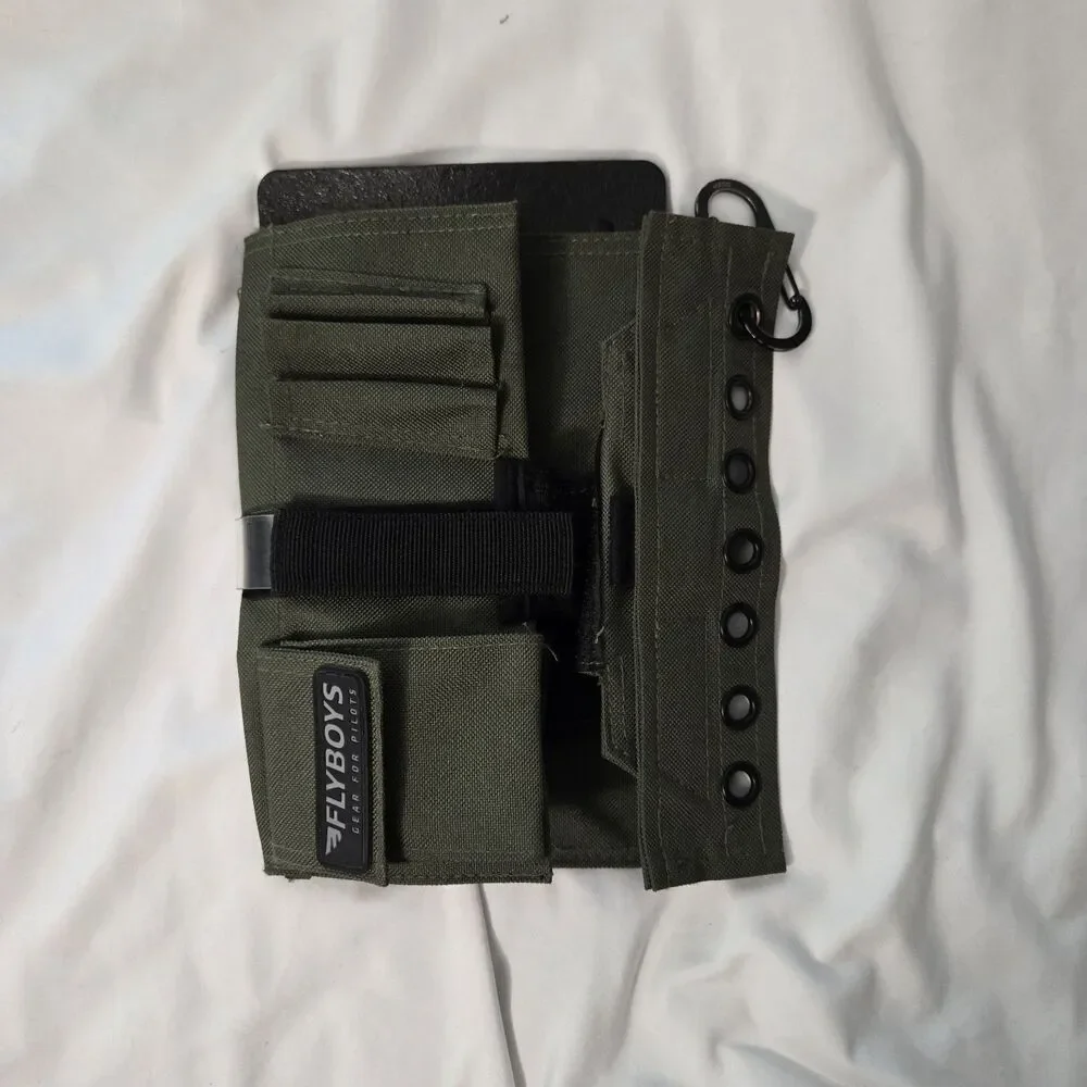 Flyboys FB1316 Kneeboard For Pilots with Eyelets & Clipboard Olive Green Velcro